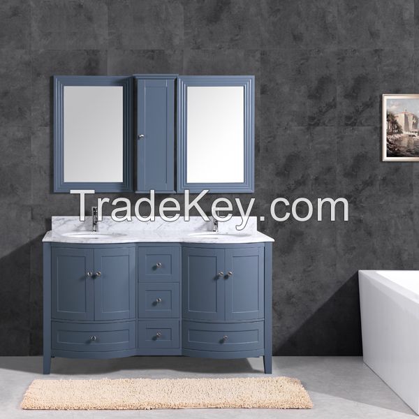 Spacious Bathroom Vanity with Double Sinks and Mirrors