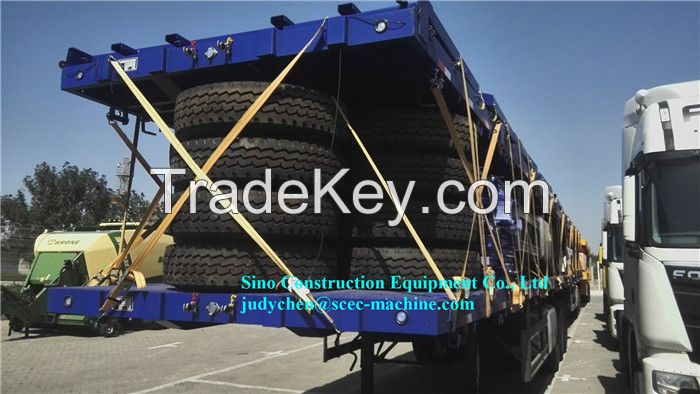 SCEC Tri-Axle 20/40 Feet Container Flatbed Flat Bed Semi Trailer 50t 