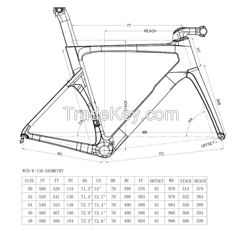 FULL CARBON BIKE FRAME FOR ROAD BICYCLE 136