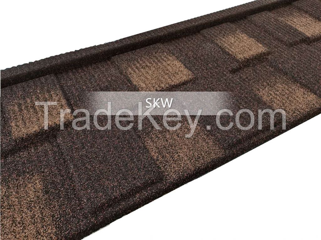 Rustic Hickory Metal Shingles Stone Coated Metal Roof Tile