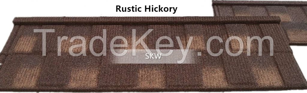 Rustic Hickory Metal Shingles Stone Coated Metal Roof Tile
