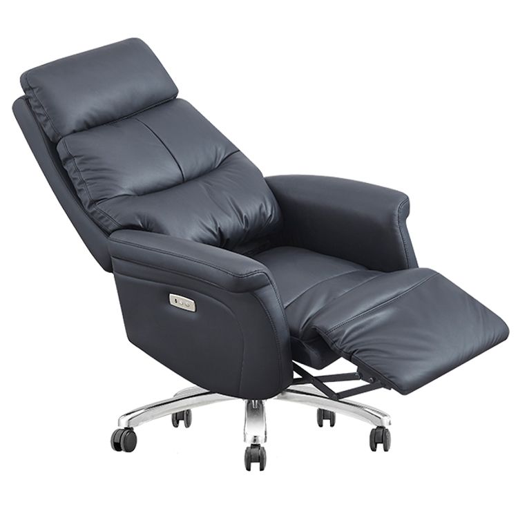 Genuine leather swivel electric boss office chair with footrest