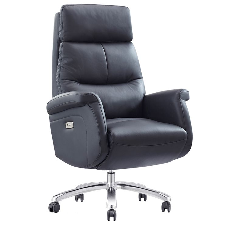 Genuine leather swivel electric boss office chair with footrest