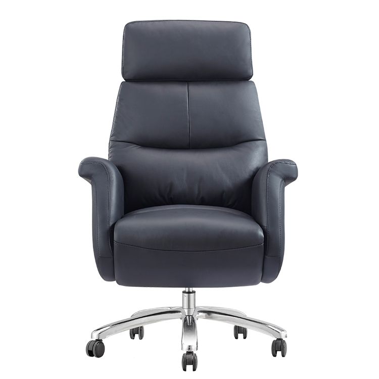 Genuine leather swivel electric boss office chair with footrest