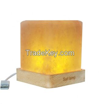 new technology 2020 Real Flame Effect wood table lamp usb led lamp Himalayan salt lamp