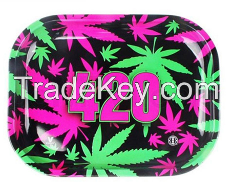 Tin Rolling Tray Tobacco Rectangle Metal Tray Customized