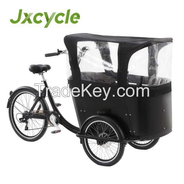 CE approved three wheel cycling electric cargo bike for family use kid
