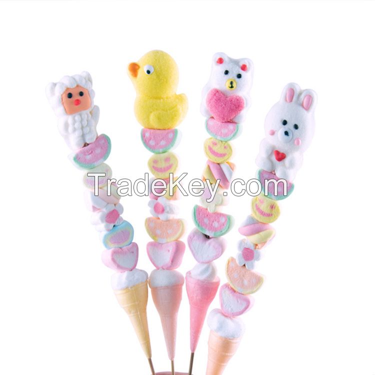 Fruit flavor fluffy soft marshmallow candy with different shape