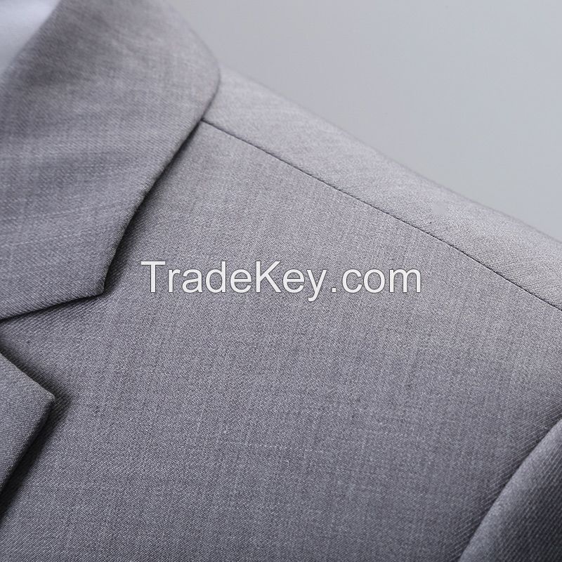 A suit Slim suit for men light grey business suit formal work clothes Business casual bridegroom wedding dress fall