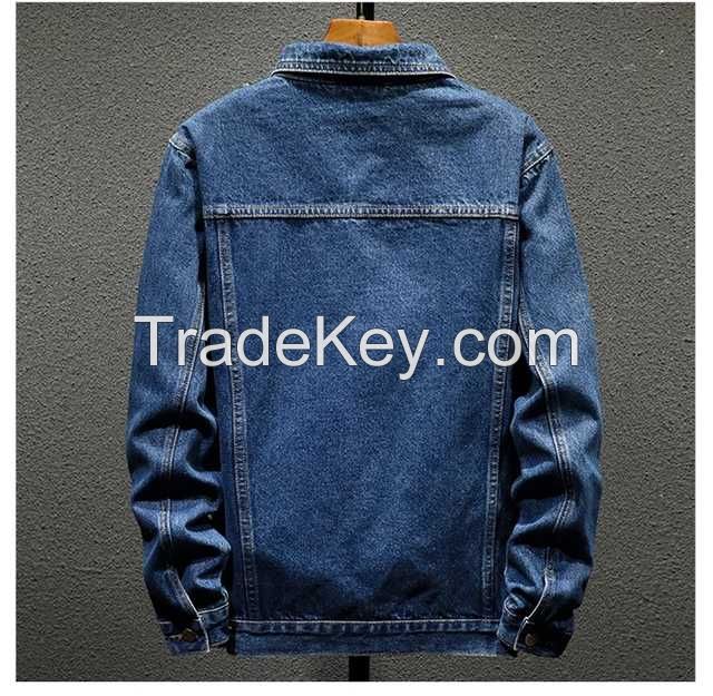 Denim jacket  Cotton padded jacket men's autumn new trend large size hooded jacket Korean loose fashion brand sports clothes