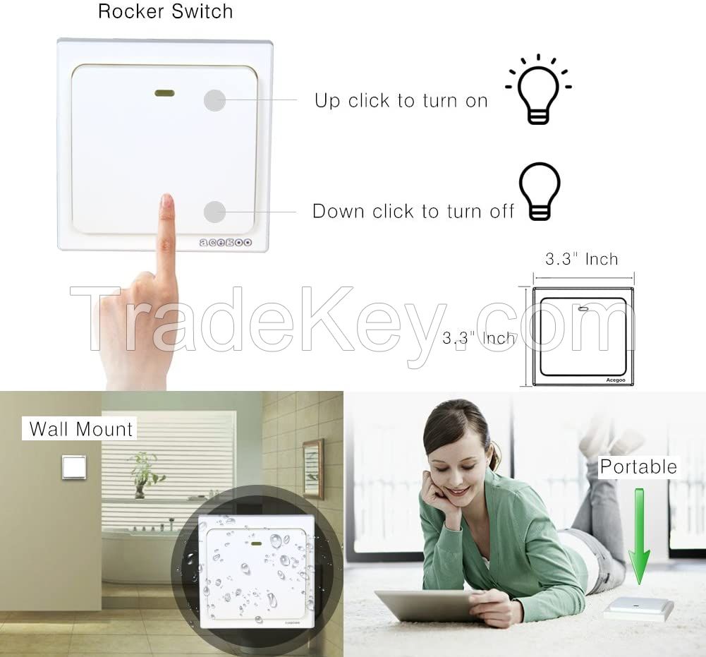 Wireless Lights Switch Kit, No Battery No Wiring, Quick Create (Switch and Receiver)
