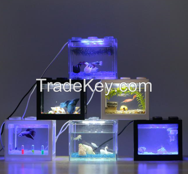 2020 New Product Lego Design Led Aquarium Plastic Fish Tank Wholesale