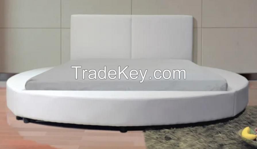 Fabric Bedroom Furniture Adult Modern Double Bed Circular Bed
