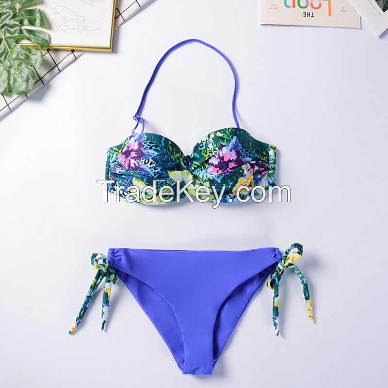 Customized Swimsuit Women OEM Swimsuit Hot Sale Custom Print Swimming Suits Backless Two Piece Bikini 