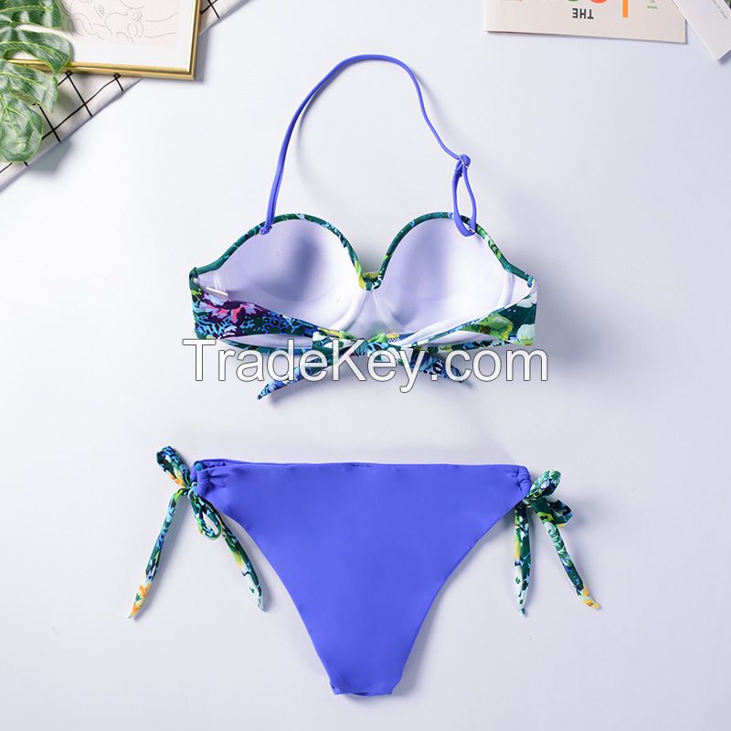 Customized Swimsuit Women OEM Swimsuit Hot Sale Custom Print Swimming Suits Backless Two Piece Bikini 