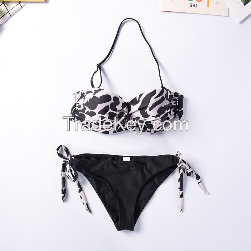 Customized Swimsuit Women OEM Swimsuit Hot Sale Custom Print Swimming Suits Backless Two Piece Bikini 