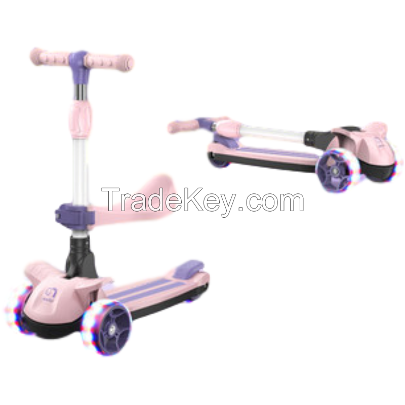 Foldable Children Kids T-bar Push Foot Scooter/ Three Flashing Wheels Kick Scooter for kids