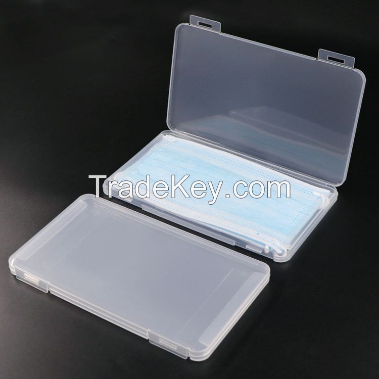 Rectangle Small Mask Case Plastic Outdoor Slim Storage Box Clamshell