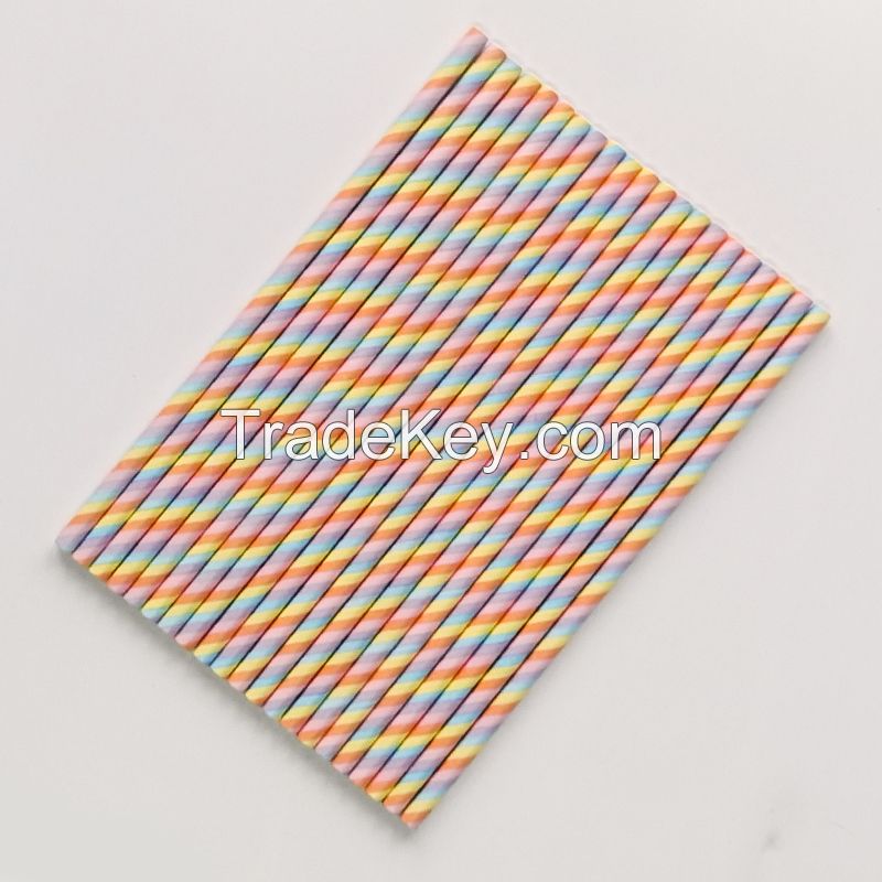 A New Design Colourful Rainbow Wedding Party Stripe Drinking Paper Straw