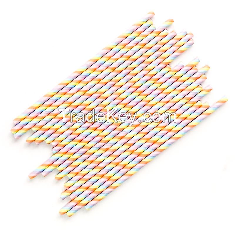 2020 Unique Design Disposable Biodegradable Wedding Colorful Paper Straw 