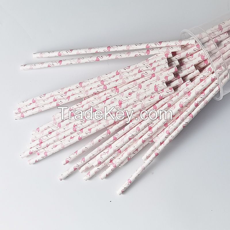 Latest Fashion Biodegradable Colorful Flamingo Paper Straw With Print