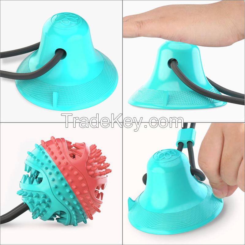 Pet Chew Ball Toy With Suction Cup Dog Food Dispensing Ball Dog Interactive Molar Toys Toothbrush