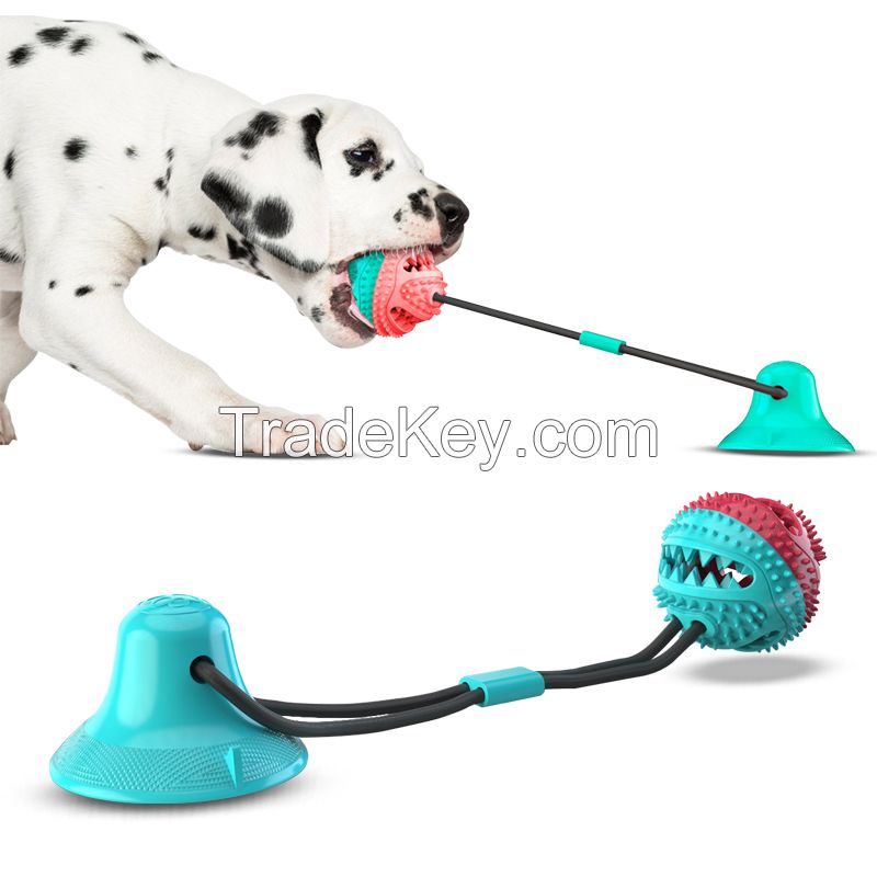 Pet Chew Ball Toy With Suction Cup Dog Food Dispensing Ball Dog Interactive Molar Toys Toothbrush