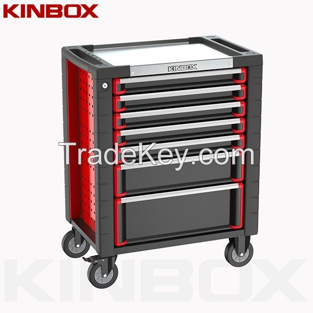 Ningbo Kinbox 7 Drawer Workshop Garage Metal Tool Cart /Tool trolley / Toolbox Cabinet with Handle and Wheels 