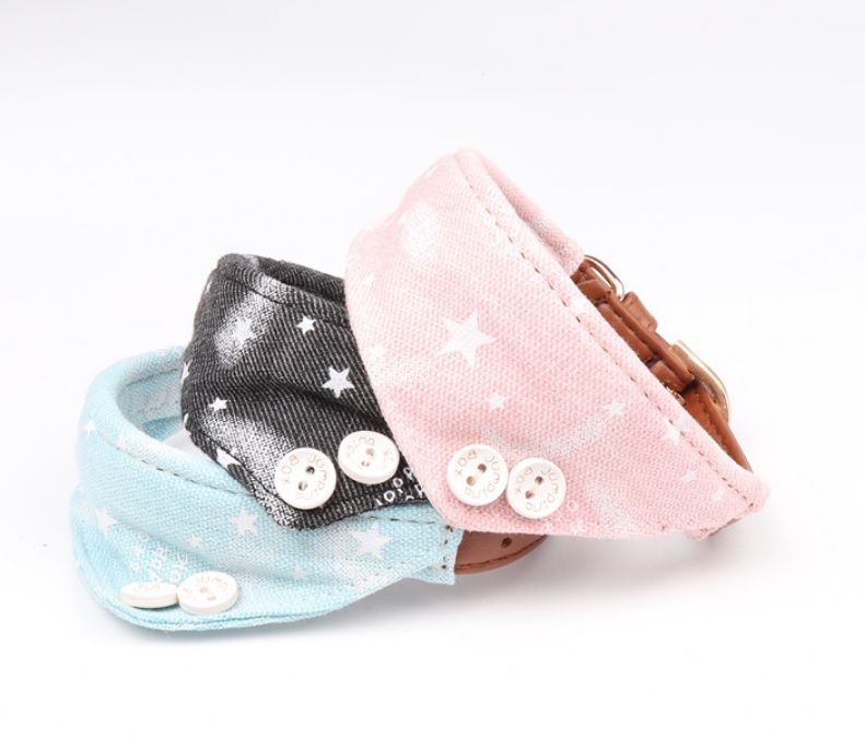 Star Pattern Custom Print Logo Bow Tie Collar Dog Dandana Collar and Leash with Metal Buckle for Puppy Small Dog Pet Products