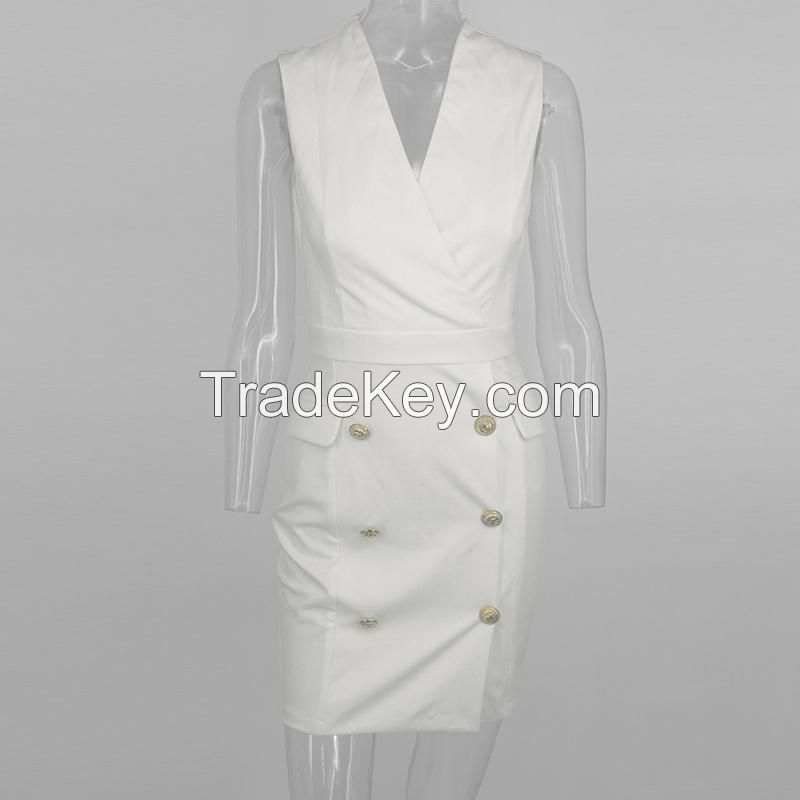 Ohvera Office Lady Formal Blazer Dress Women V Neck Mini Casual Dress Bodycon Summer Dresses 2020 Vestidos