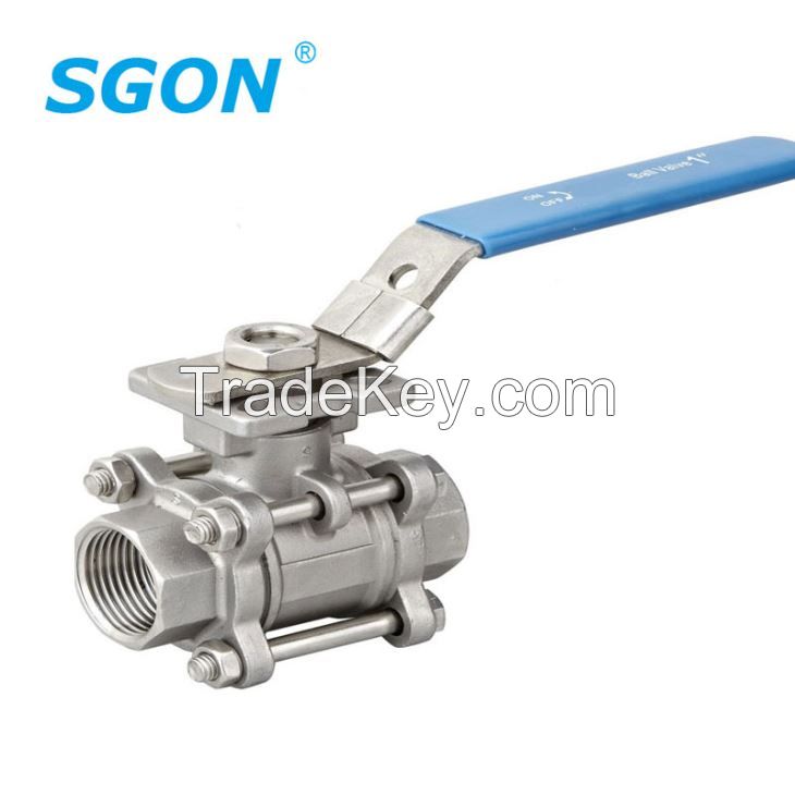 3PC Threaded Ball Valve With ISO5211 Mounting Pad