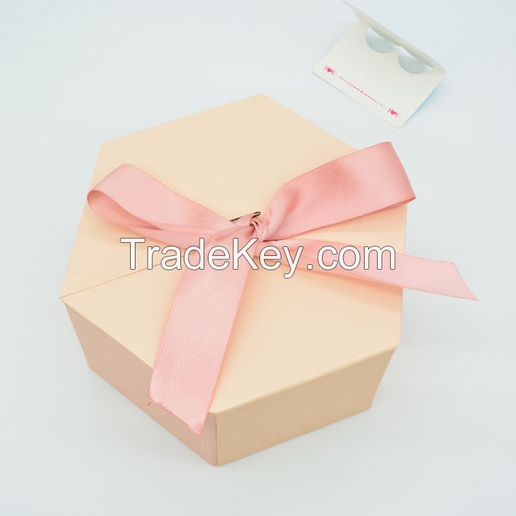 Customized wholesale hexagon jewelry flower box elegant magnetic paper valentines gift boxes with ribbon