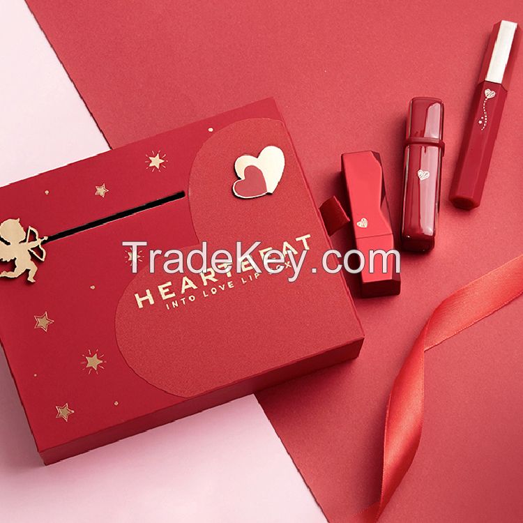 Custom Valentine's Day Drawer Paper Lip Gloss Gift Boxes Luxury Lipgloss Cosmetic Lipstick Package Empty Gift Packaging Box