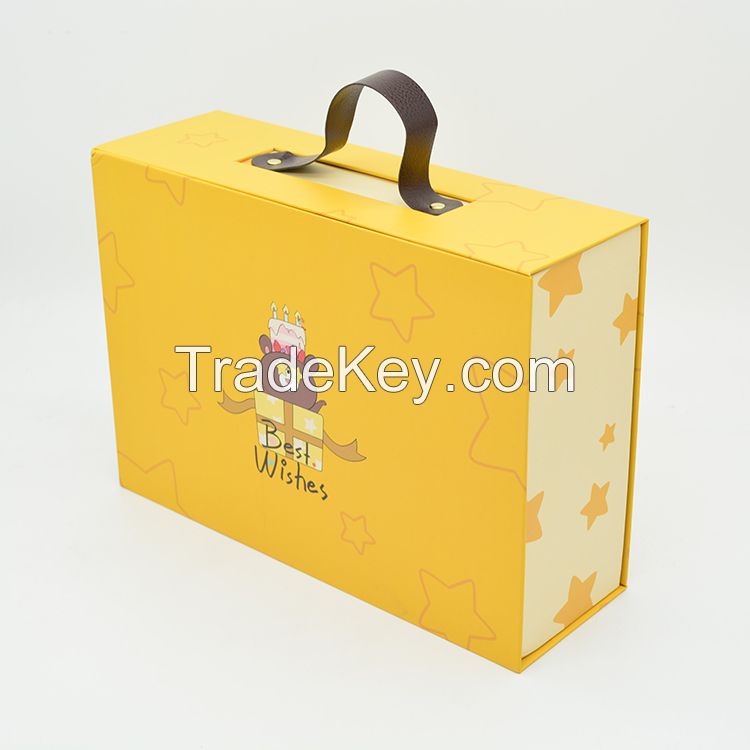 Wholesale custom birthday suitcase shaped kids gift box magnet cardboard gift boxes with 3d pop up and handles