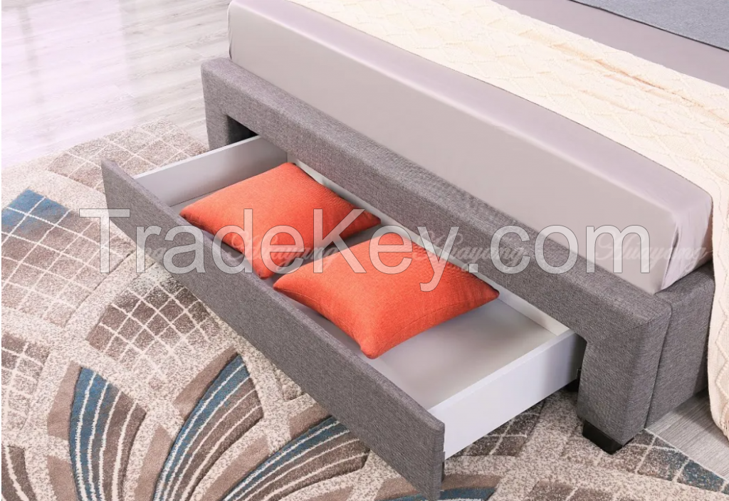 Modern Upholstery Bed With Headboard Bedroom Double Bed with Big Storage Space