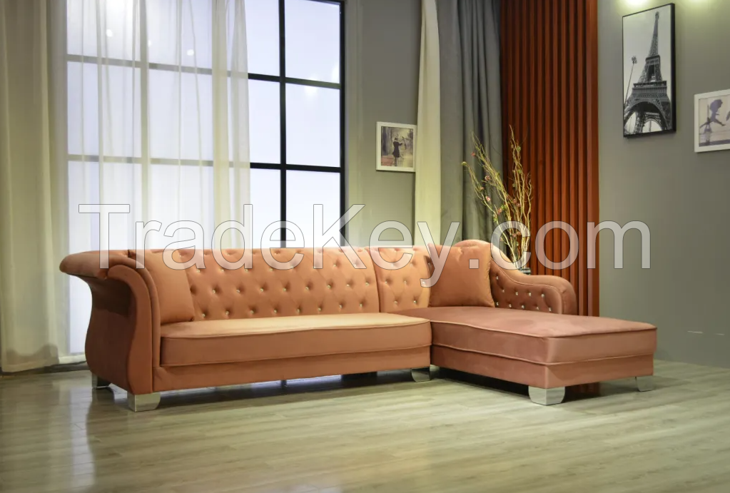 Cheap Sofa Corner Sofa Wooden Sofa Modern Sofa Velvet Fabric Corner Sofa