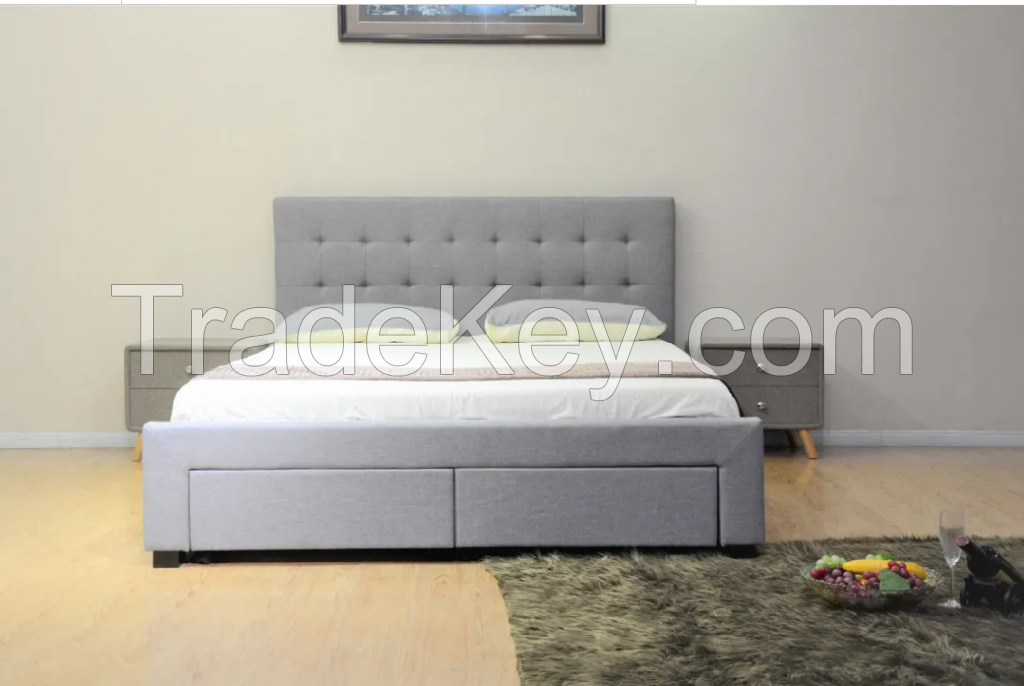 Drawer Bedroom Bed Fabric Double storage Bed