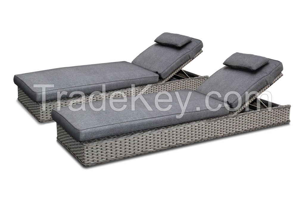 Canopy round rattan outdoor furniture rattan daybed garden patio secti