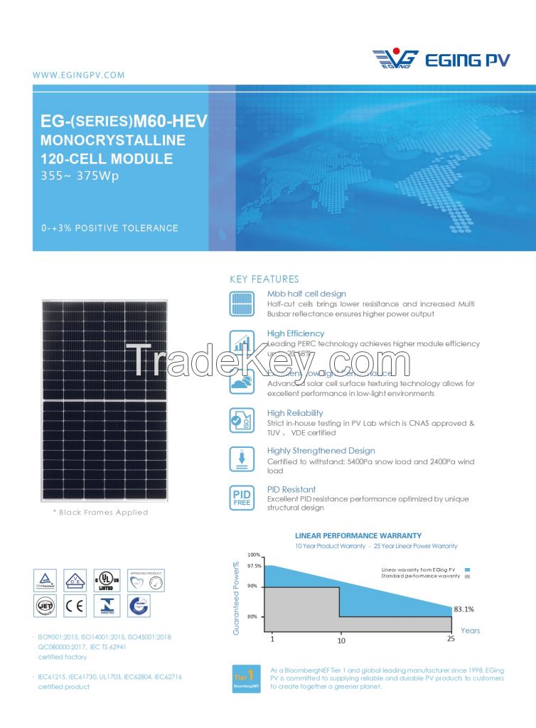 Solar Panels: EG-375M60-HE