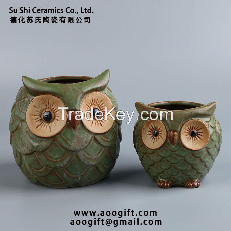 Individual creative animal ceramic flowerpot