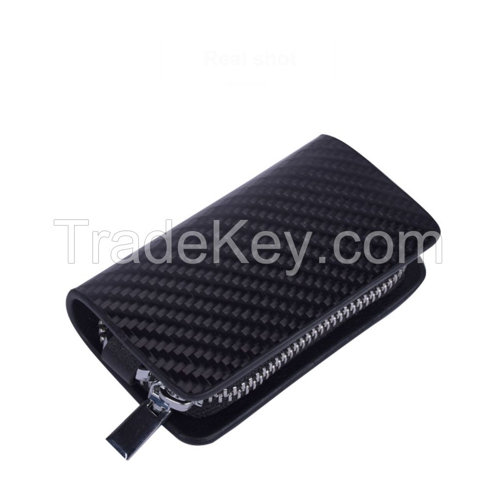 RFID Signal Blocking Carbon Fiber Key Wallet KeyChain Bag Signal Blocker Case Car Key Wallet Slim Unsex