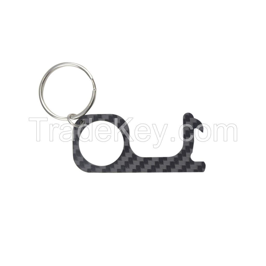 2020 Hot Sale Custom Logo Carbon Fiber No Touch contactless Keychain