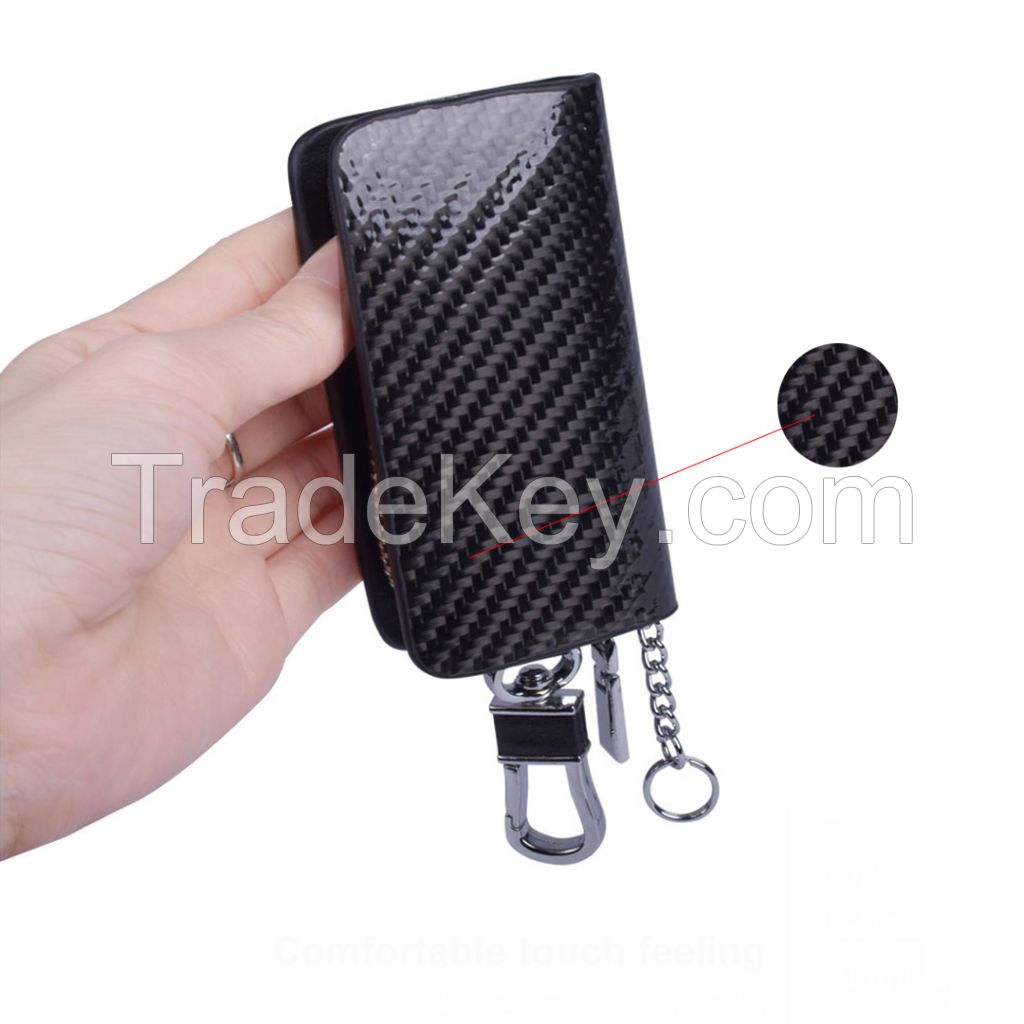 RFID Signal Blocking Carbon Fiber Key Wallet KeyChain Bag Signal Blocker Case Car Key Wallet Slim Unsex