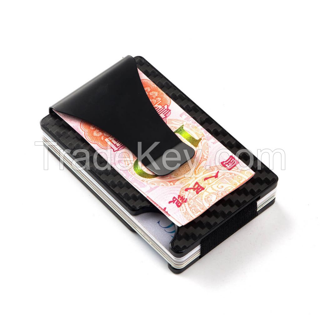 Slim Carbon Fiber Card Holder rfid Blocking Front Pocket Custom Metal Business Card Holder Men Wallet