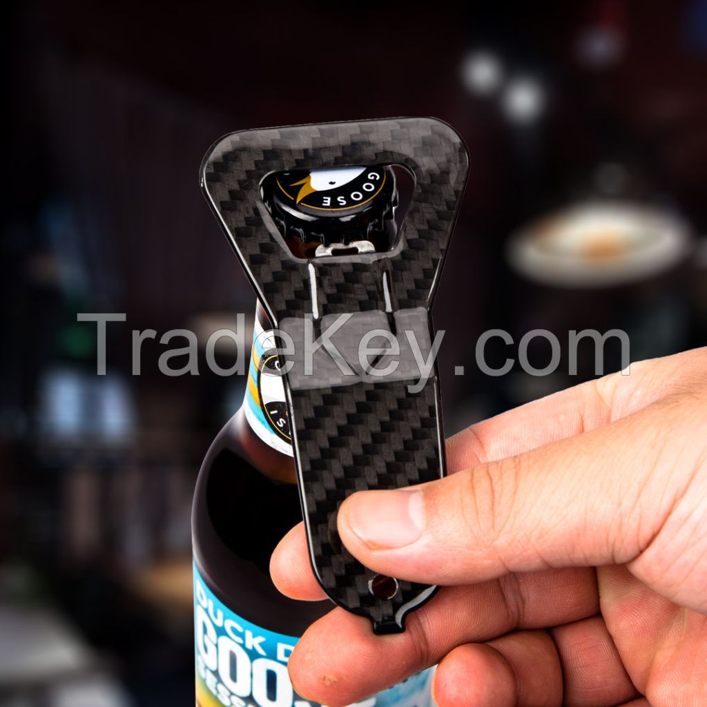 Carbon fiber material beer bottle opener keychain
