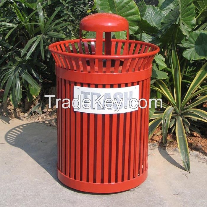 36 gallons powder coated steel outdoor park metal garbage bin