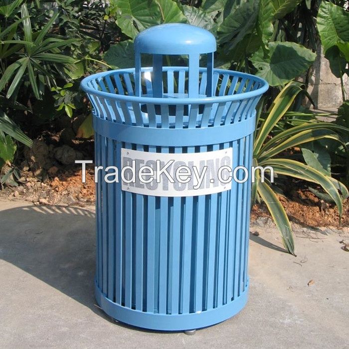 36 gallons powder coated steel outdoor park metal garbage bin