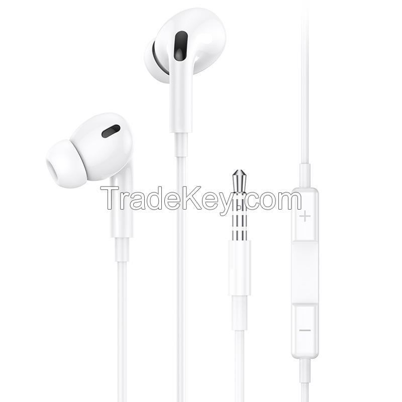 (White) cheap wired earphone with volume control and Microphone 3.5 mm Jack in Ear Stereo