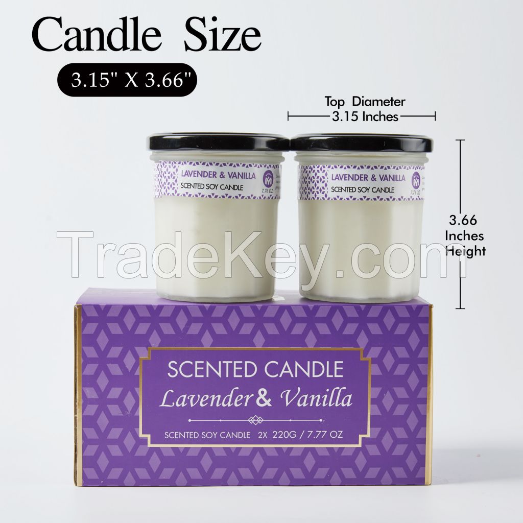 220g soy wax scented candle with  Lavender & Vanilla scent