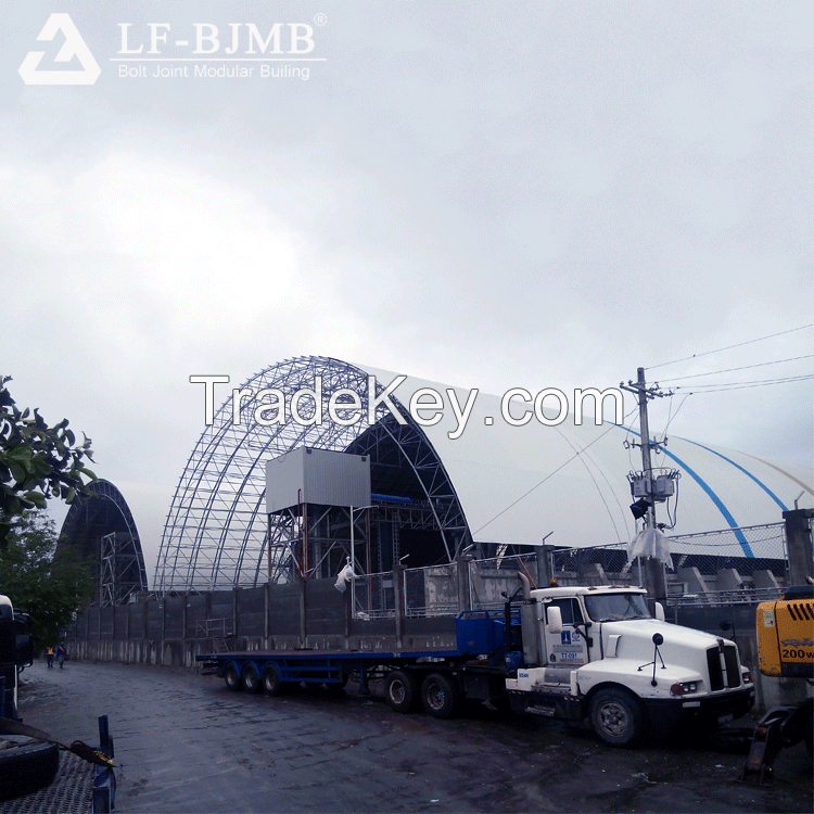 LF Long Span Roof Steel Space Frame Barrel Type Coal Storage Shed For Sale
